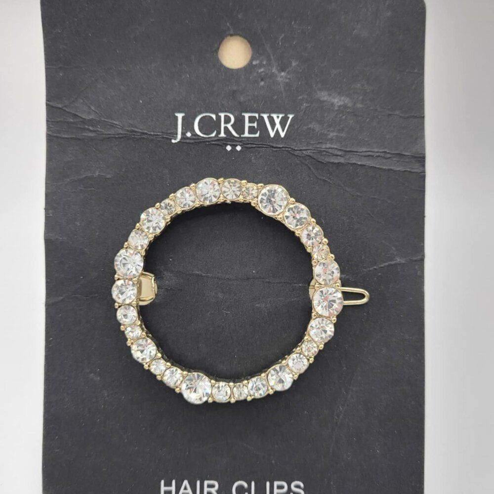 J Crew Factory Clear Crystal Circle Hair Clip NWT!  NEW!
